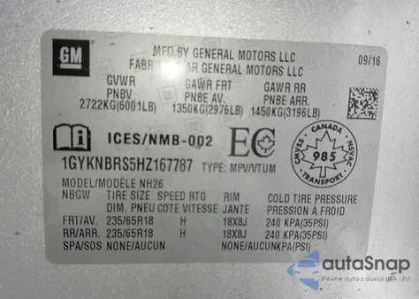 2017 Cadillac Xt5 Luxury z USA, uszkodzony, nr VIN 1GYKNBRS5HZ167787